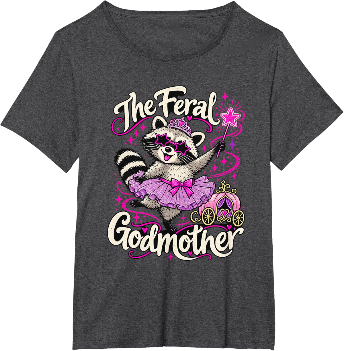 Raccoon Pumpkin Coach The Feral Godmother T-Shirt - Dark Heather Grey