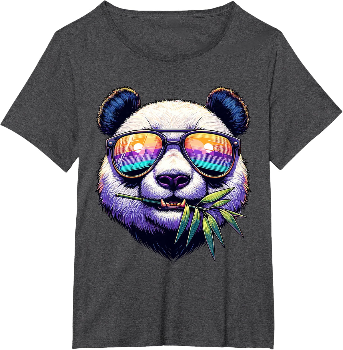 Funny Panda Bear In Sunglasses Panda T-Shirt - Dark Heather Grey