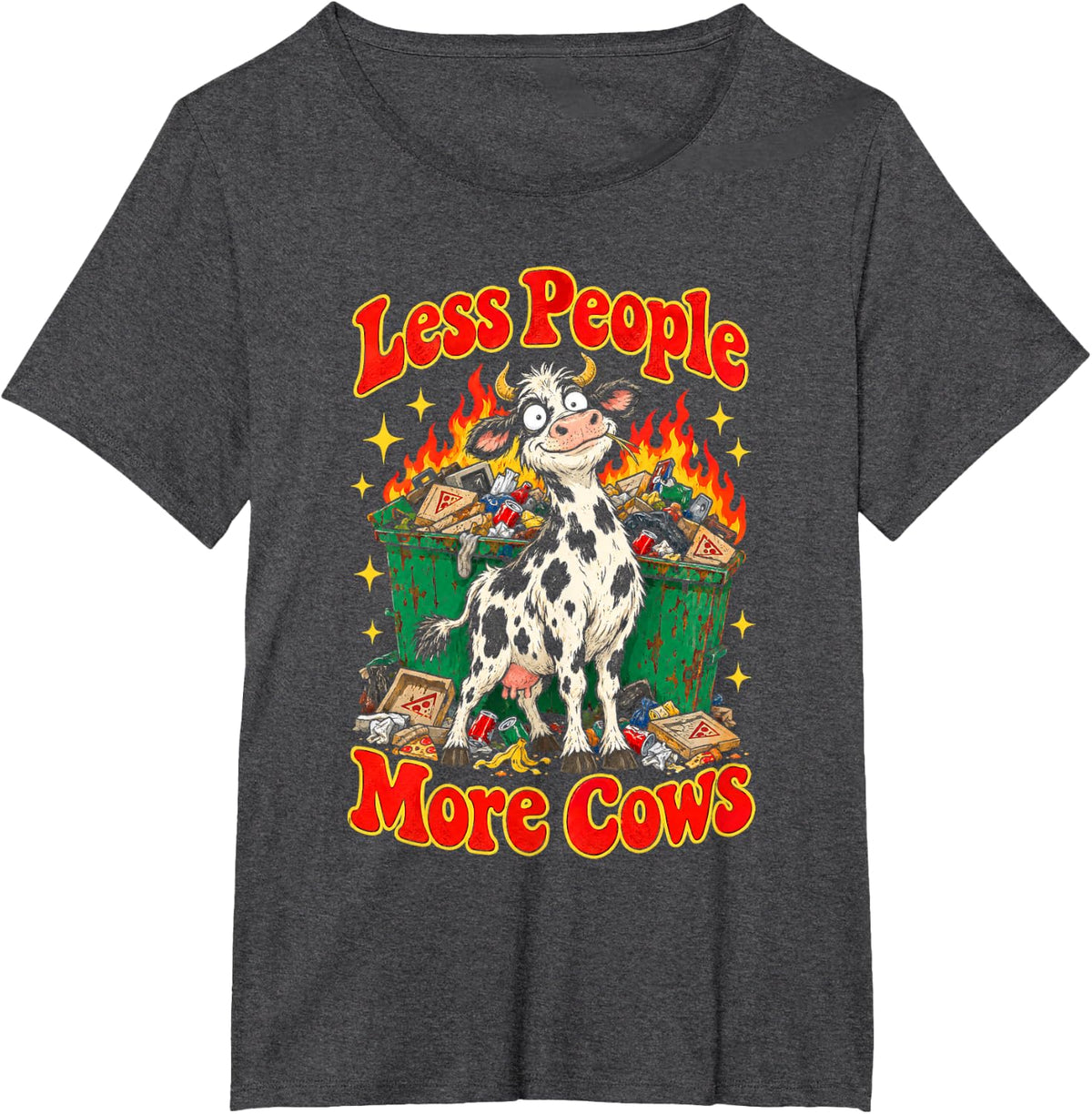Less People More Cows Homesteading Lifestyle T-Shirt - Dark Heather Grey
