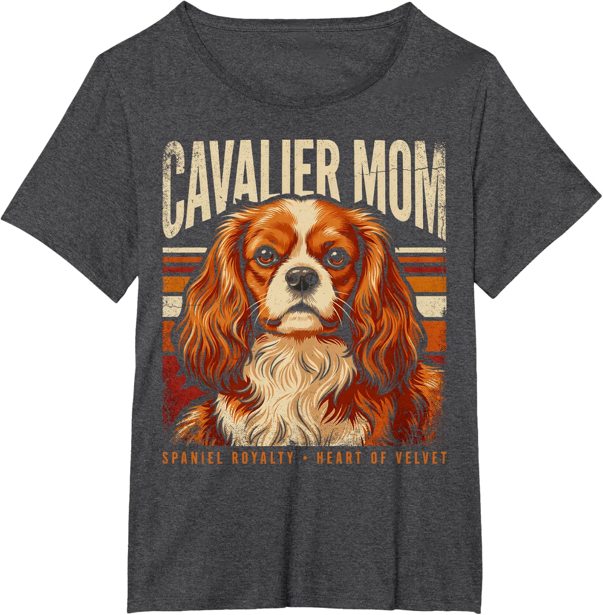 Cavalier Monk Spaniel Royalty Heart of Velvet T-Shirt - Dark Heather Grey