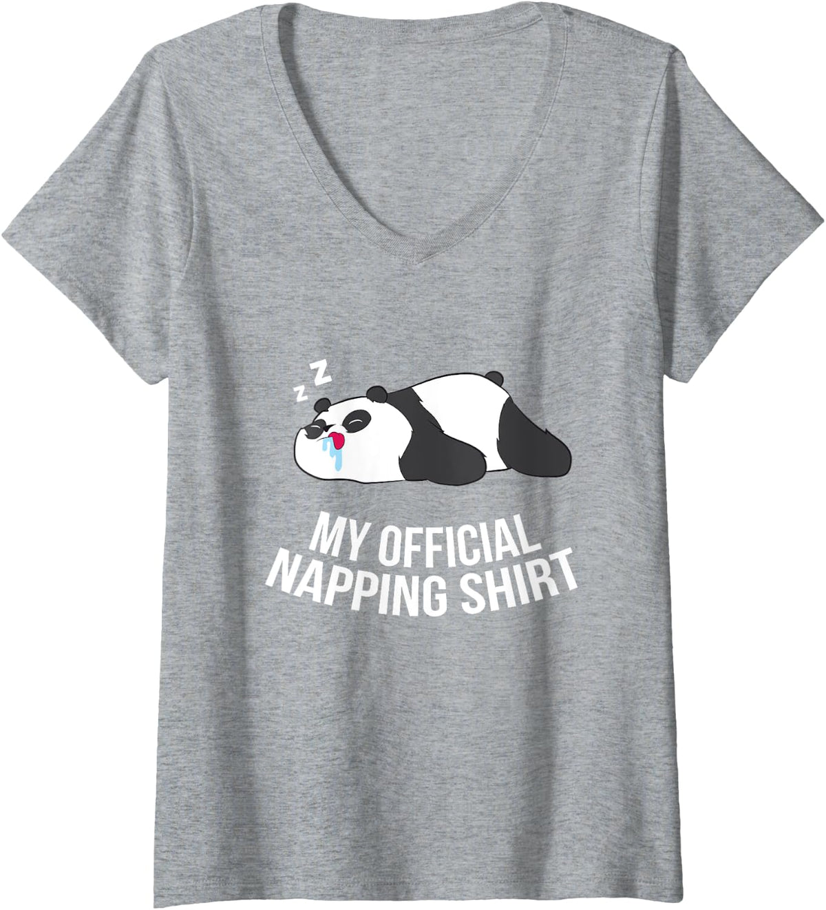 Womens Funny Panda My Official Napping Pyjama Cute Panda V-Neck T-Shirt - Heather Grey