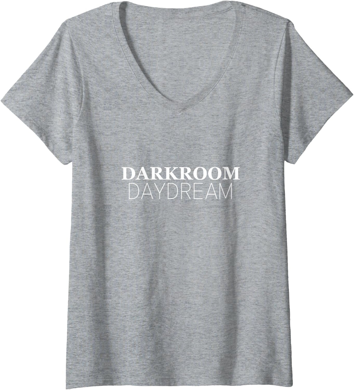 Women's Darkroom Daydream Minimal Phrase Typography V-Neck T-Shirt - Heather Grey