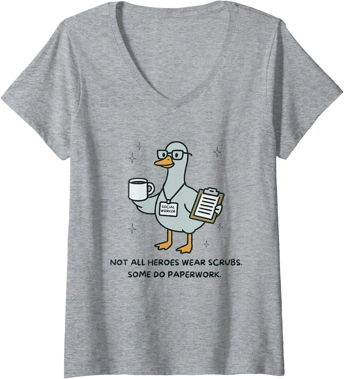 Women's Women Social Worker Silly Goose Back to School LCSW LMSW V-Neck T-Shirt - Heather Grey