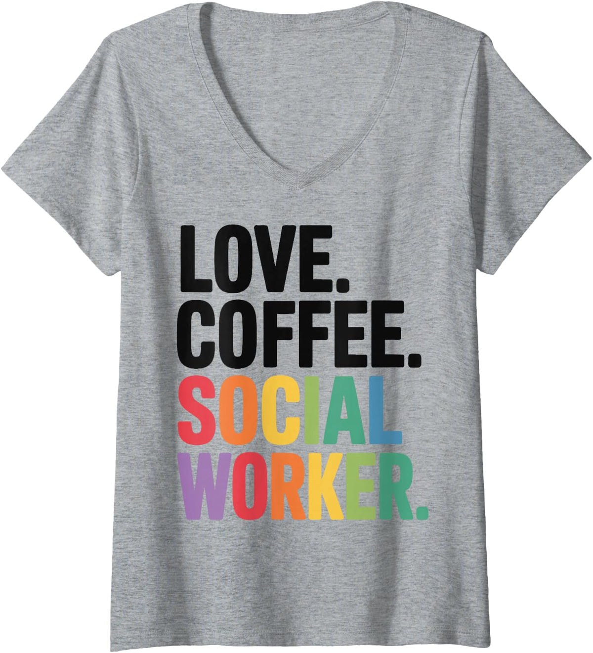 Women's Love Coffee Social Worker for Hospice Nursing Homes V-Neck T-Shirt - Heather Grey