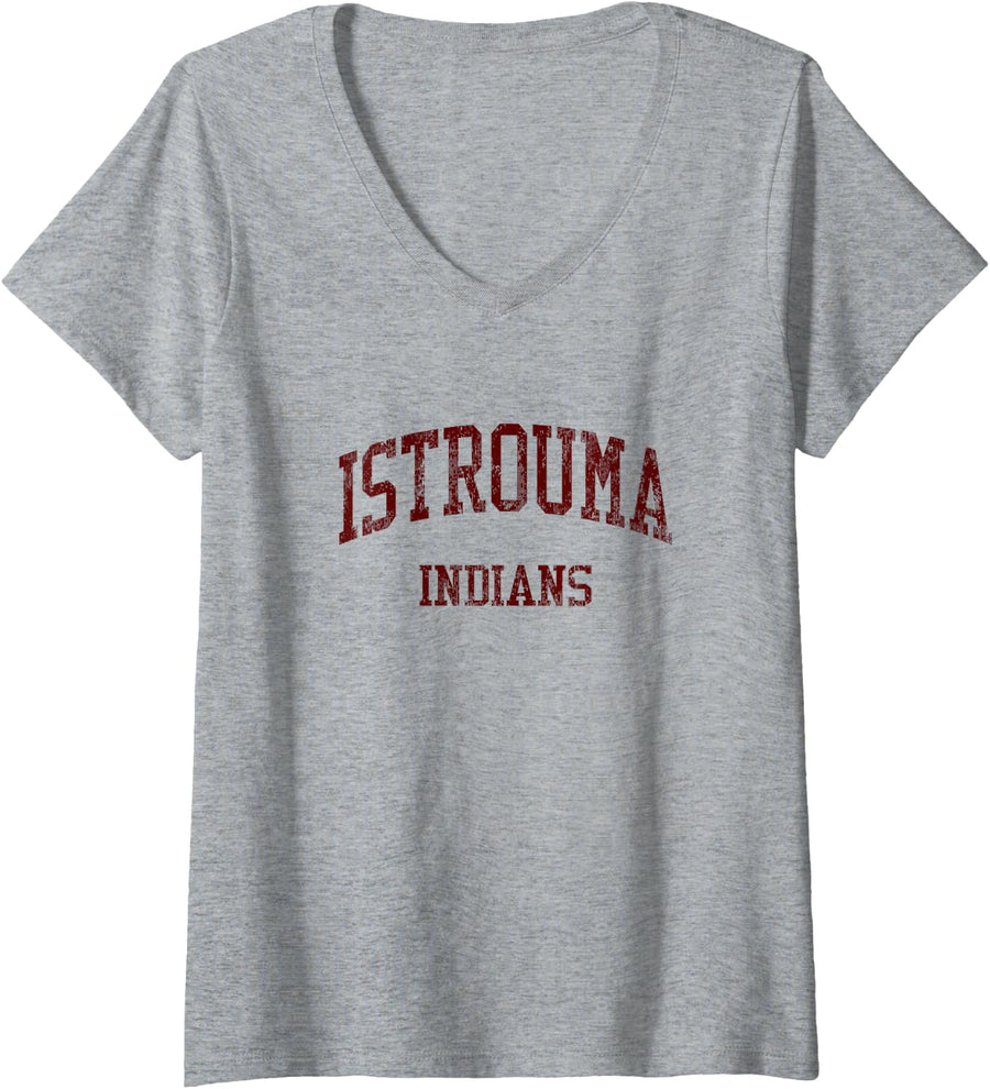 Womens Istrouma High School HS Baton Rouge LA Vintage Sports V-Neck T-Shirt - Heather Grey