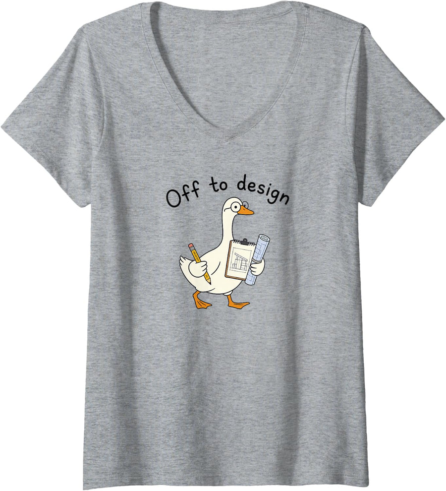 Women's Architect Goose Designer Architecture Student Off to Design V-Neck T-Shirt - Heather Grey