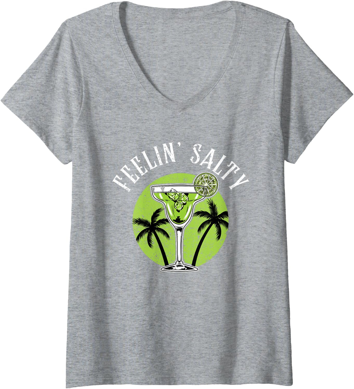 Women's Feeling Salty Cinco De Mayo Margarita Beach Vacation V-Neck T-Shirt - Heather Grey