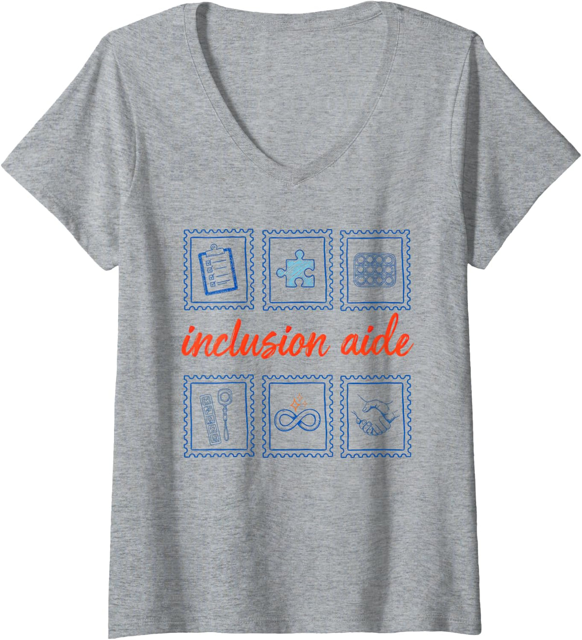 Women's Inclusion Aide Paraeducator Special Education Assistant V-Neck T-Shirt - Heather Grey