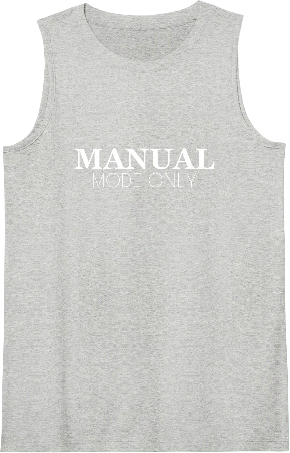 Manual Mode Only Minimal Phrase Typography Sleeveless Tank Top - Heather Grey