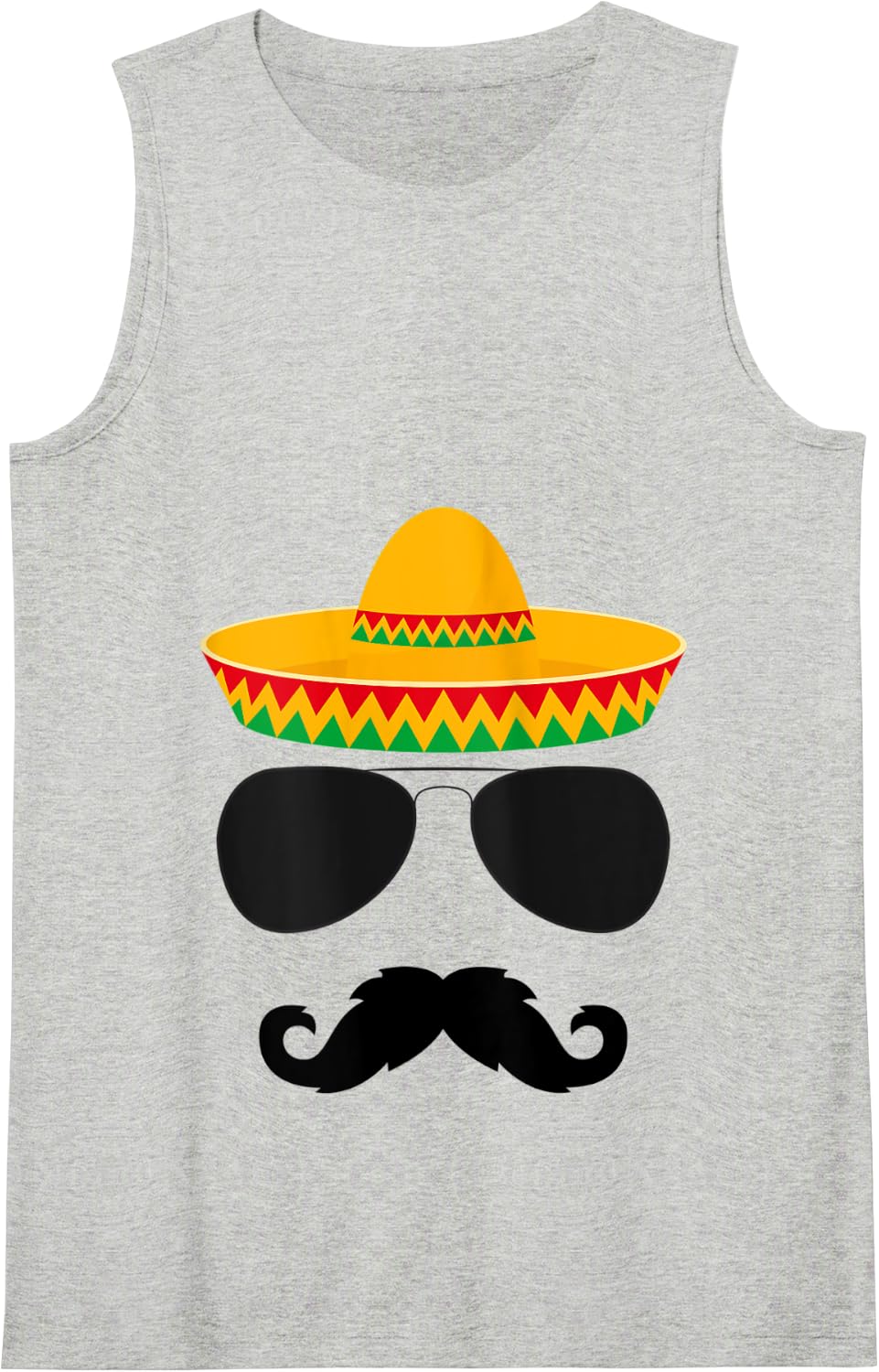 Cinco de Mayo Party Shirts Funny Cinco De Mayo Mustache Face Tank Top - Heather Grey