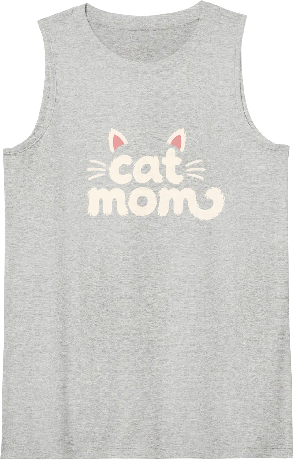 Cat Mom Fluffy Ears and Whiskers Design for Lovers of Cats Sleeveless Tank Top - Heather Grey