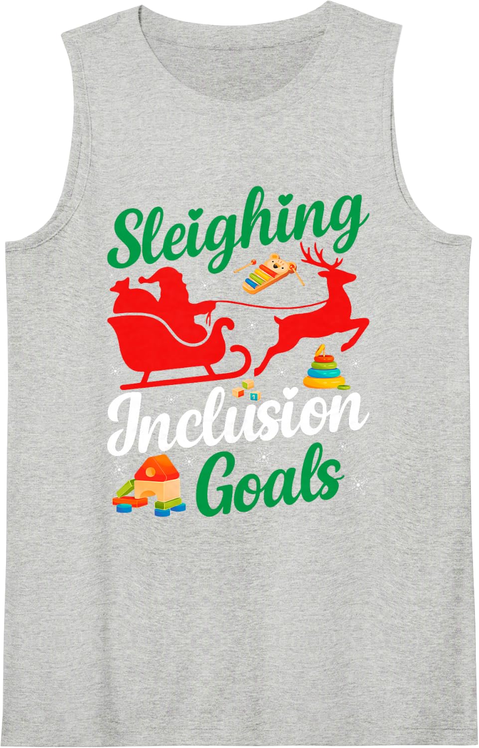 Inclusion Goals SPED Teacher Christmas SPED Teaching Xmas Sleeveless Tank Top - Heather Grey
