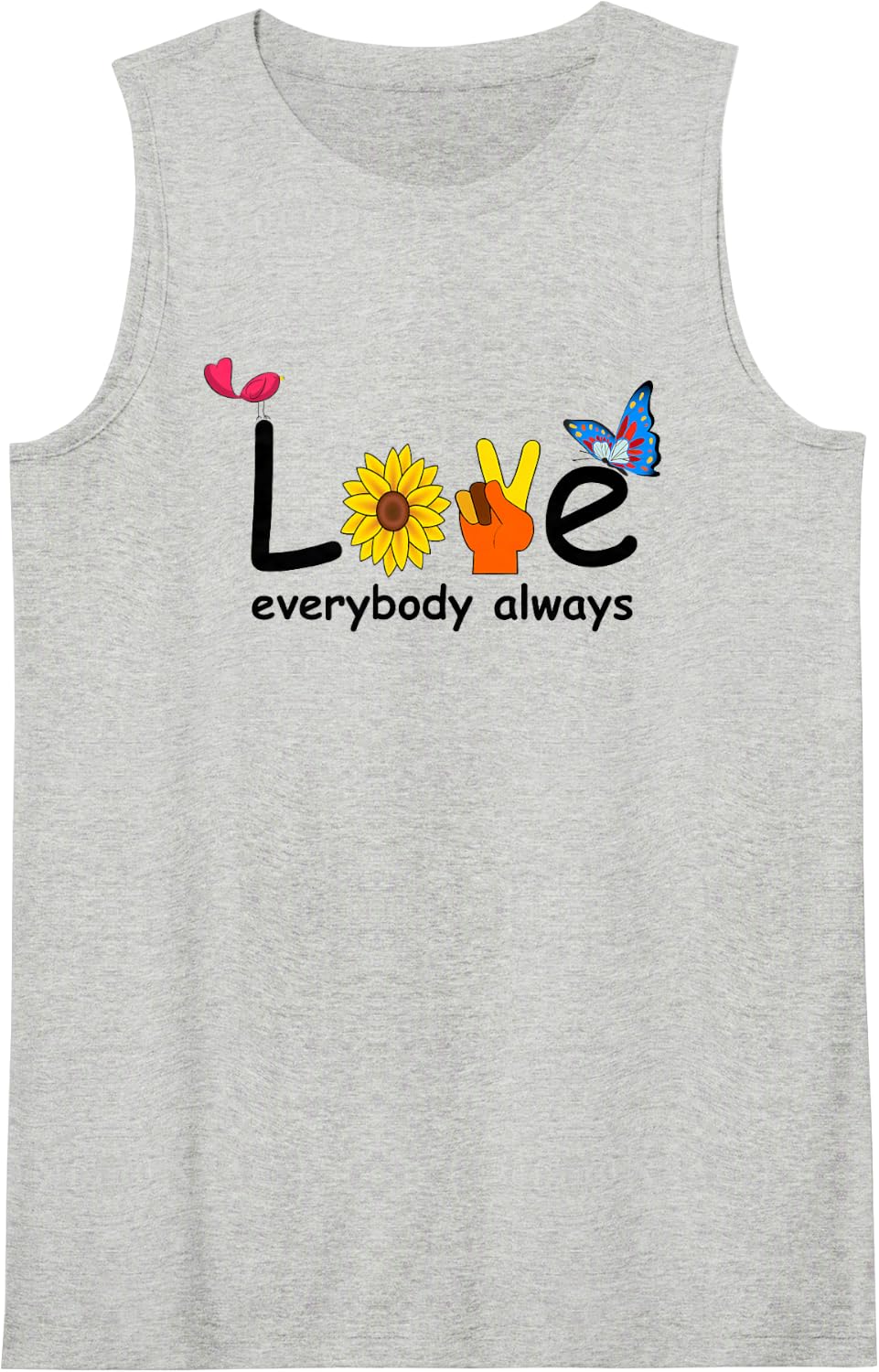 Cute Love Everybody Always Peace Love Happiness Tshirt Sleeveless Tank Top - Heather Grey