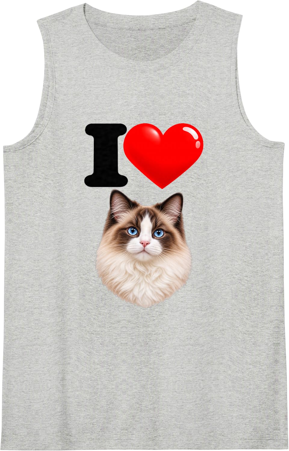 I Love Ragdoll Cute Cat Mom Dad Sleeveless Tank Top - Heather Grey