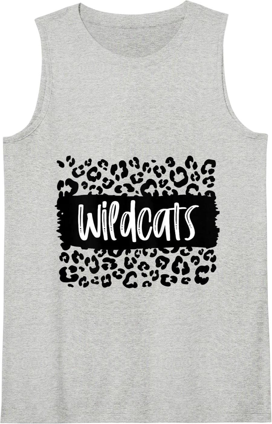 Womens Wildcats Team Mascot School Spirit Game Night Leopard Print Tank Top - Heather Grey