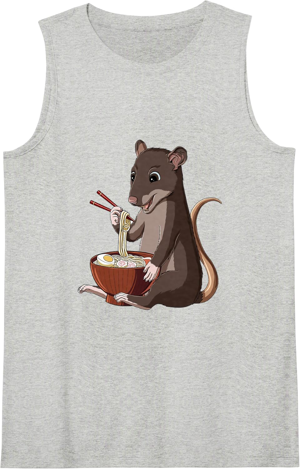 Rat Eating Ramen Sleeveless Tank Top - Heather Grey