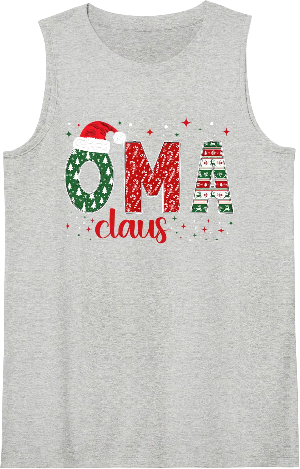 Oma Claus Christmas Oma Grandma Xmas Party Sleeveless Tank Top - Heather Grey