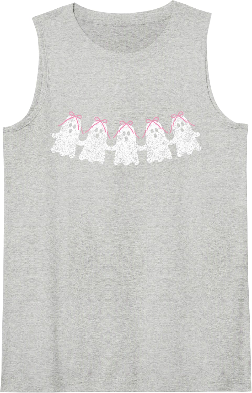 Cute Bright Ghost Rustic Vintage Ghost Paper Dolls Cozy Fall Sleeveless Tank Top - Heather Grey