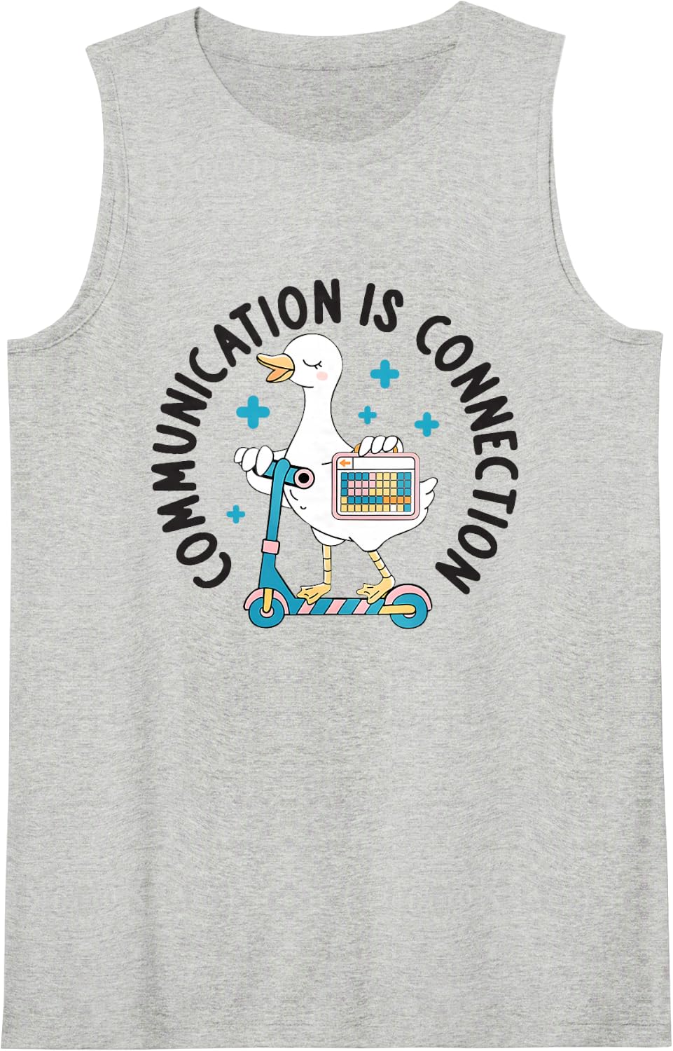 Women Silly Goose Speech Therapy Communication is Connection Sleeveless Tank Top - Heather Grey