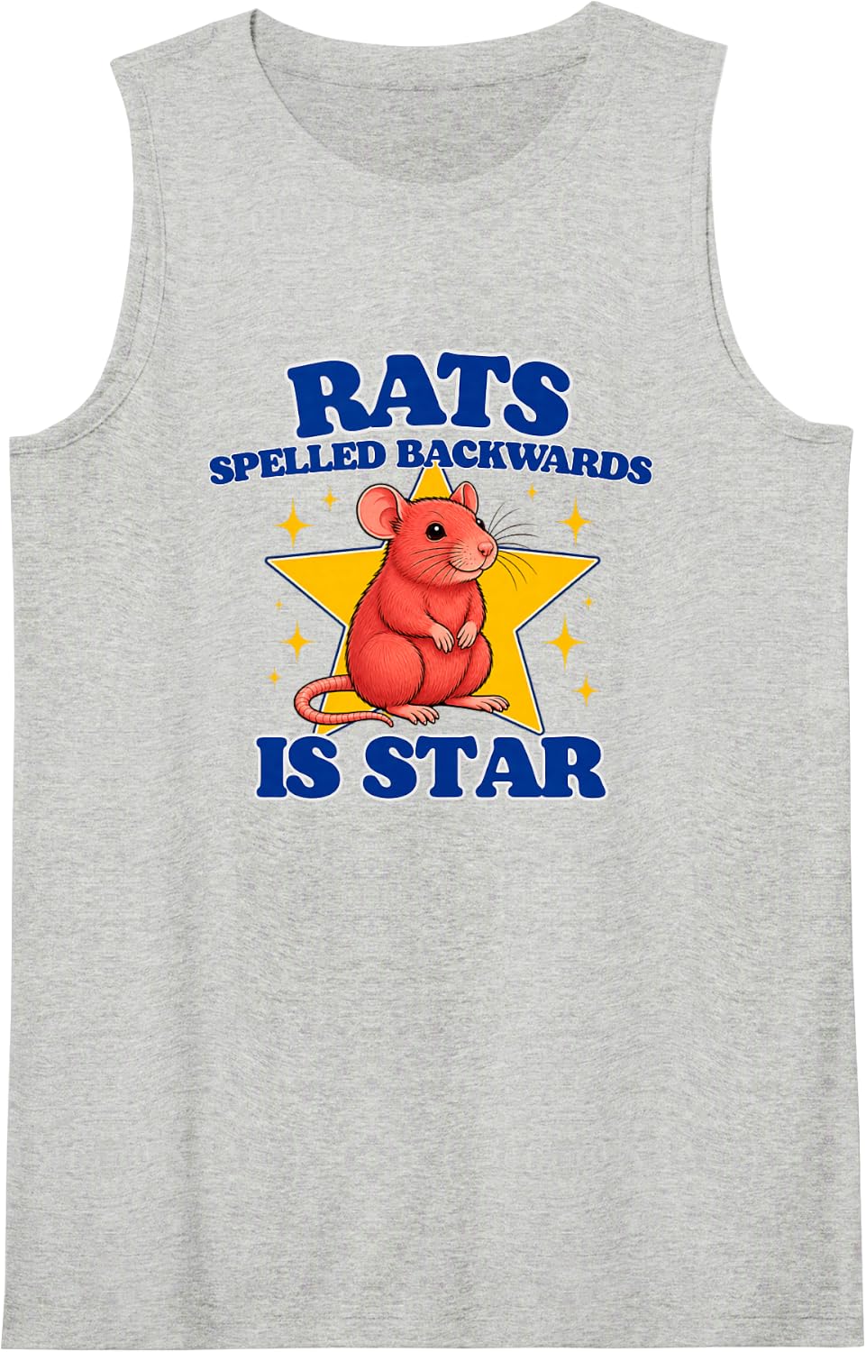 Rats Spelled Backwards is Star Sleeveless Tank Top - Heather Grey