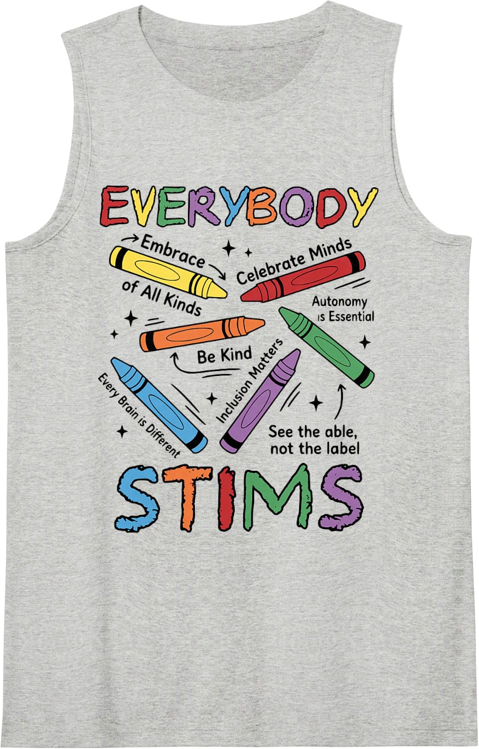 Everybody Stims Special Education Teacher Autism Awareness Sleeveless Tank Top - Heather Grey