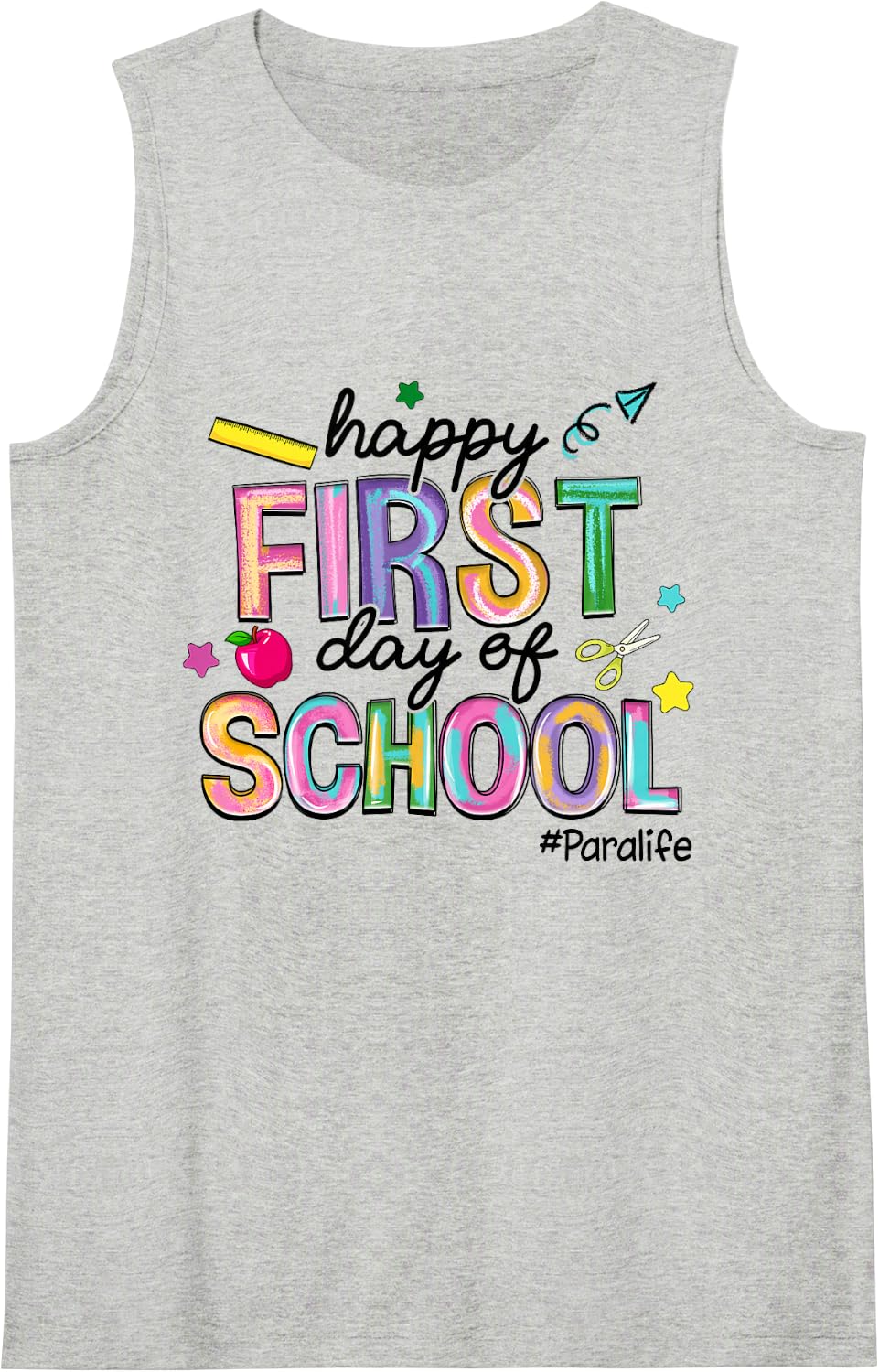 Back to School Sleeveless Tank Top - Heather Grey