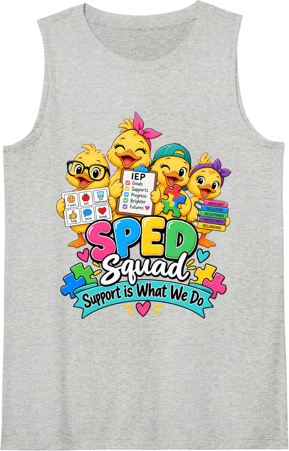 Sped Squad Support is What We Do Special Education Sleeveless Tank Top - Heather Grey