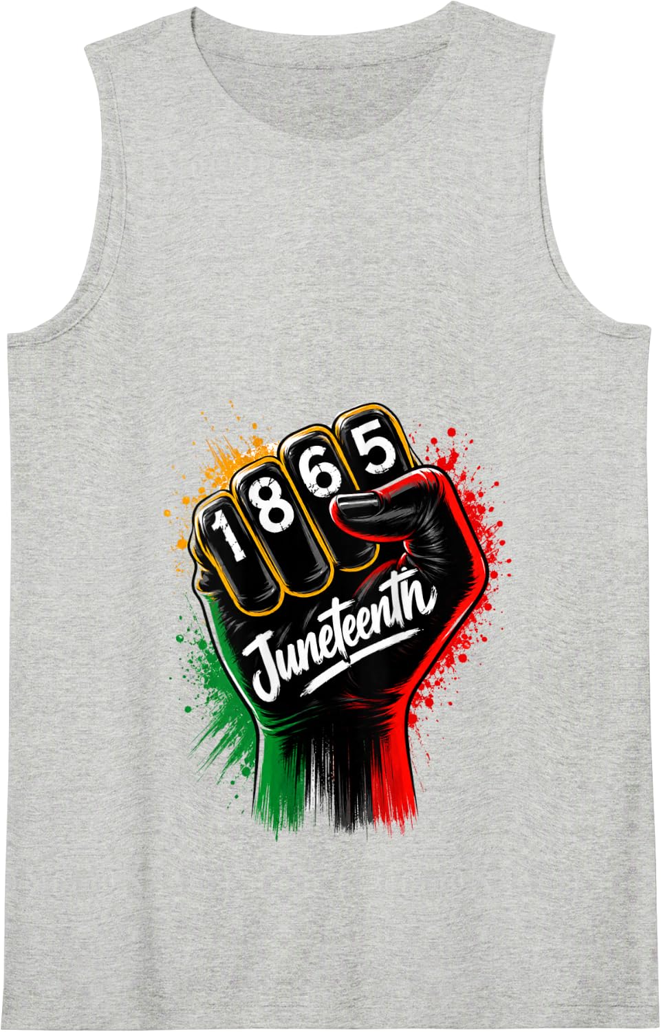 Juneteenth Fist Tank Top - Heather Grey
