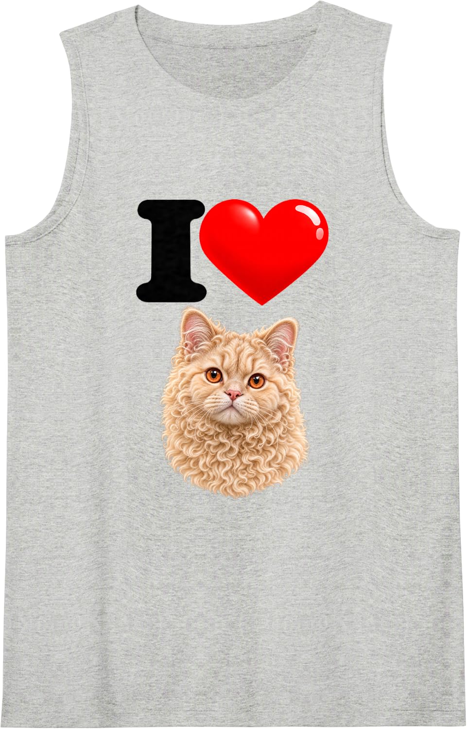 I Love Selkirk Rex Cute Cat Mom Dad Sleeveless Tank Top - Heather Grey