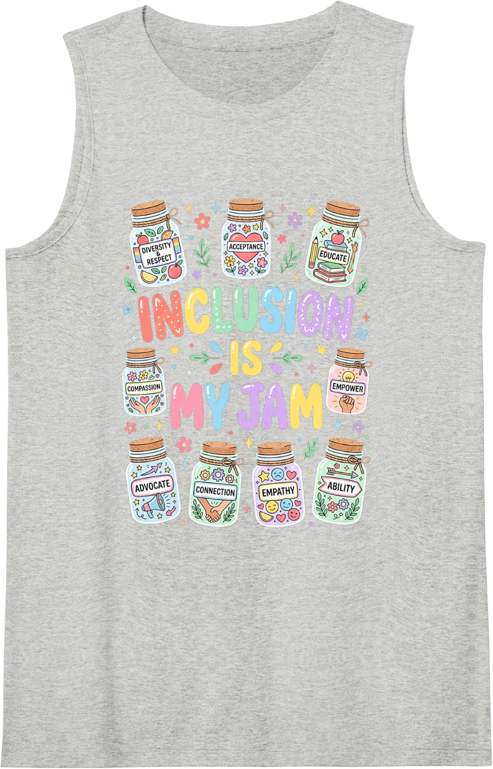 Inclusion is My Jam SPED Teacher Special Education Sleeveless Tank Top - Heather Grey