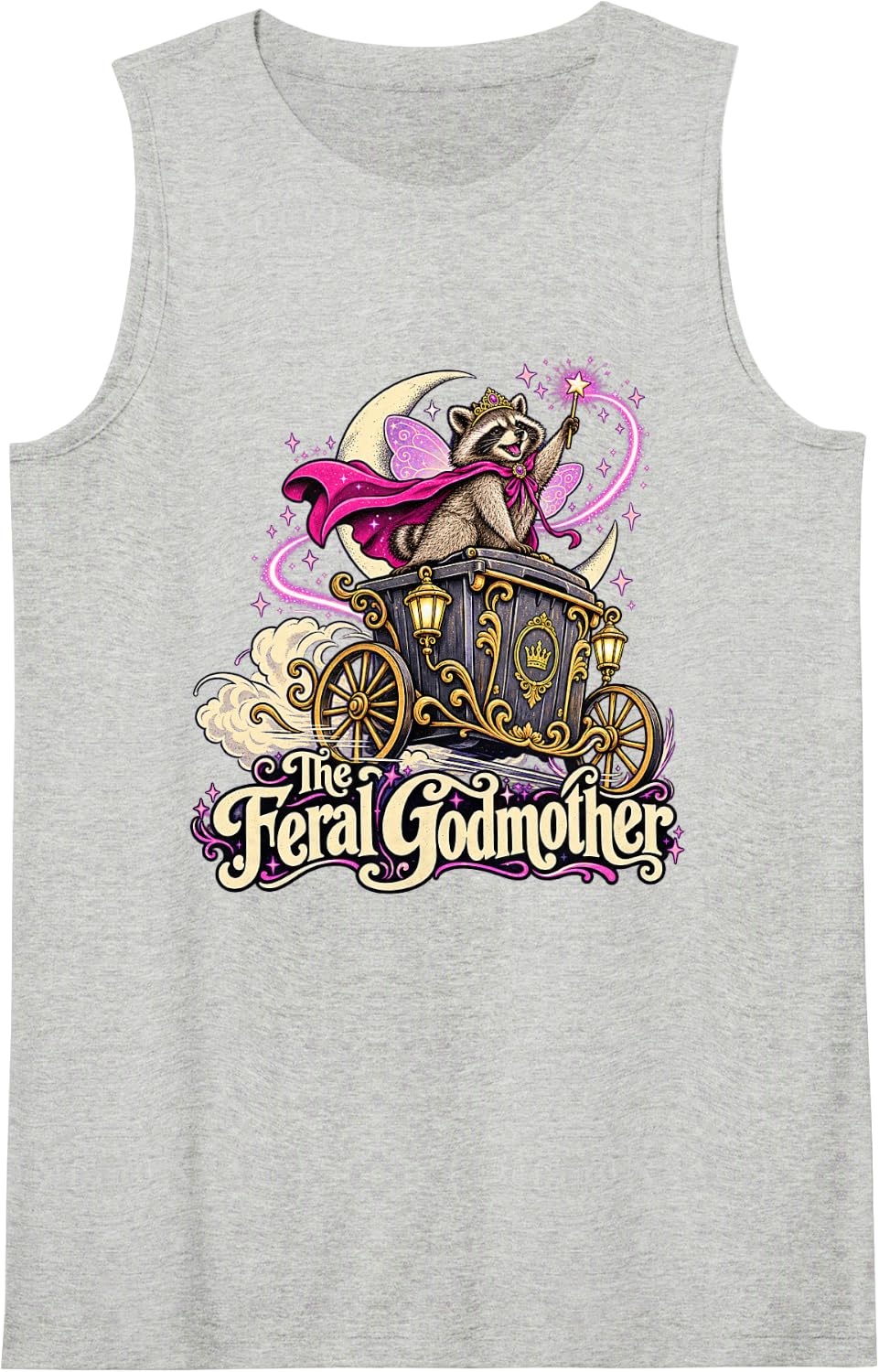 Winged Raccoon Coach The Feral Godmother Sleeveless Tank Top - Heather Grey