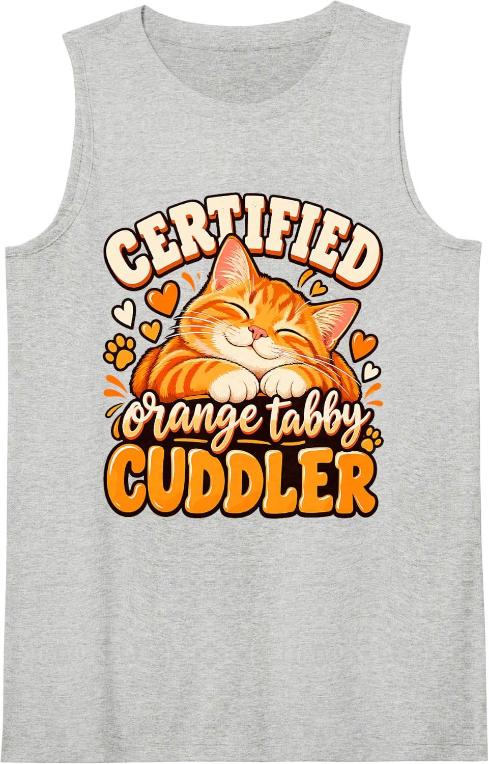 Certified Orange Tabby Cuddler Funny Orange Cat Sleeveless Tank Top - Heather Grey