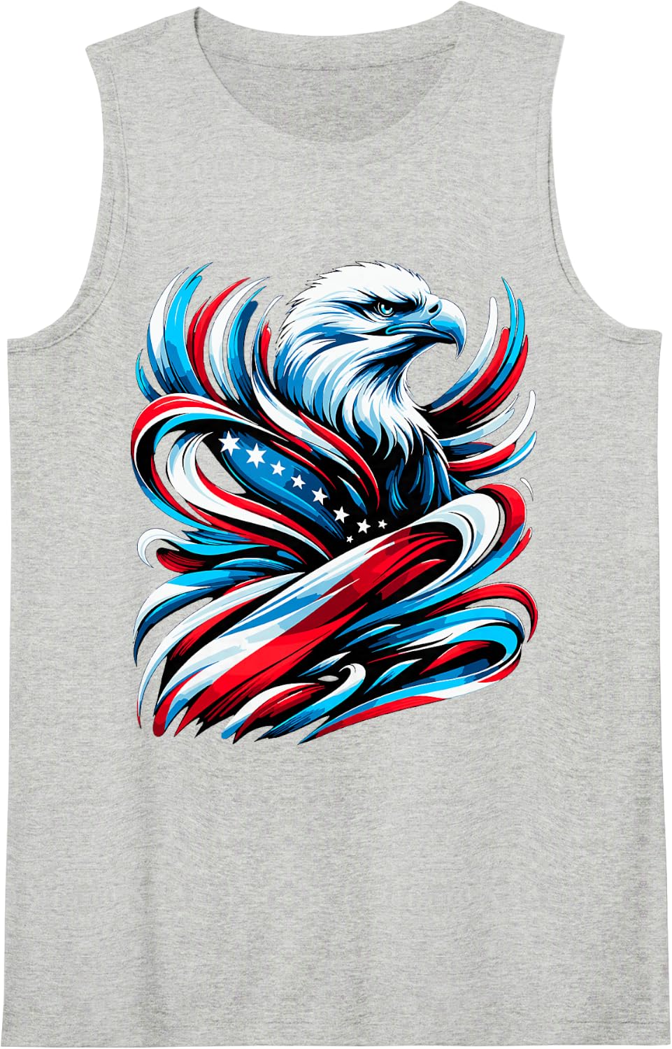 American Bald Eagle Flag Patriotic Art Design Tank Top - Heather Grey