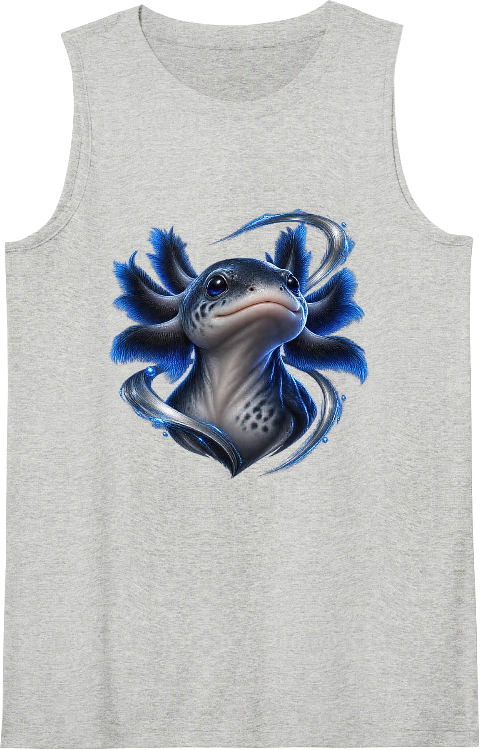 Axolotl with White Comet Curves Aquatic Art Sleeveless Tank Top - Heather Grey