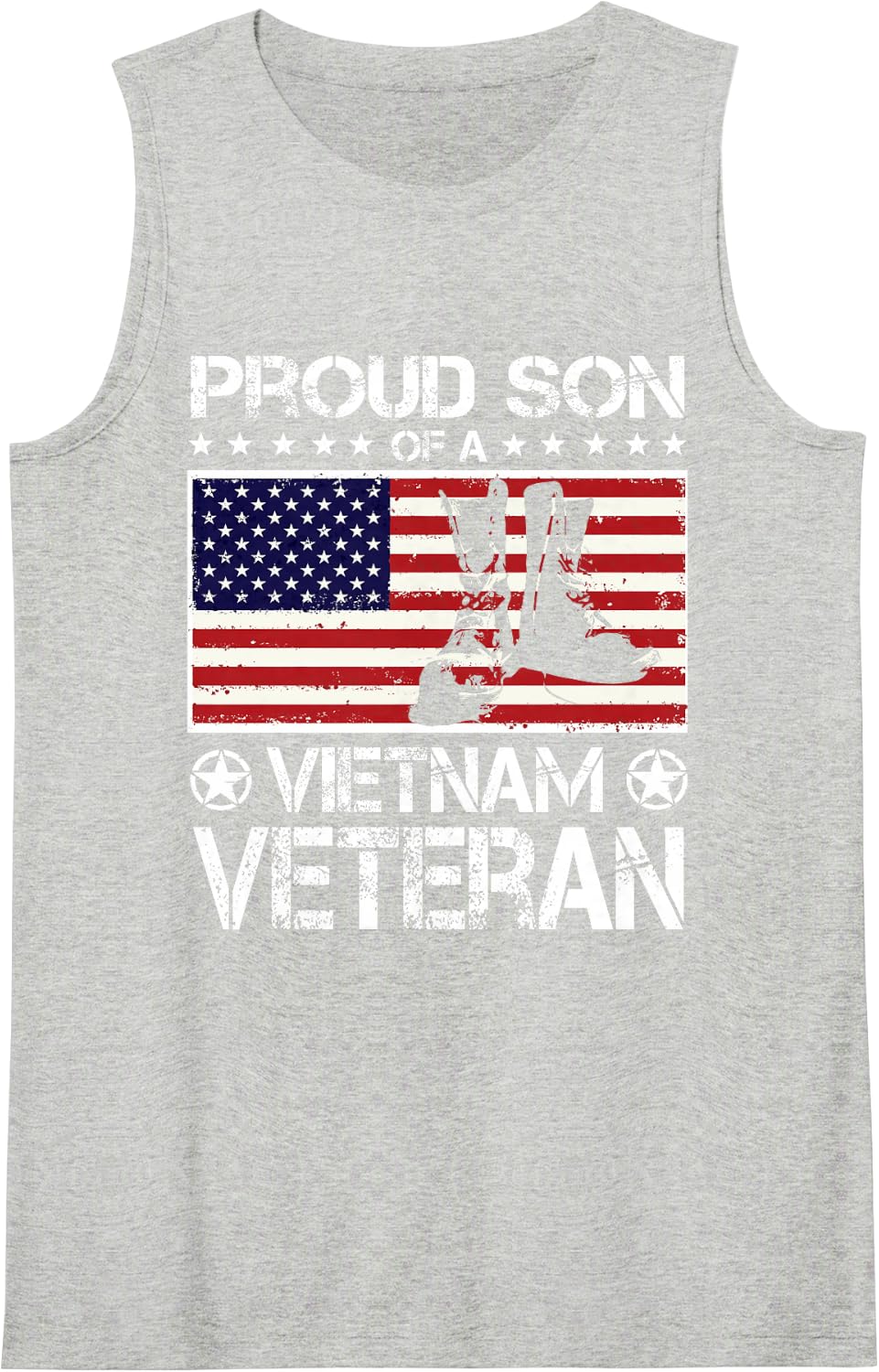 Proud Son of Vietnam Veteran US Flag Boots Veteran Day Tank Top - Heather Grey