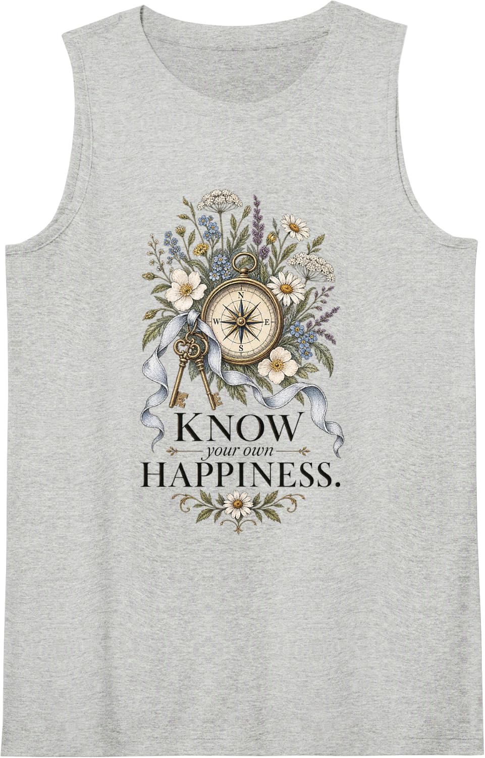 Know Your Own Happiness Literary Quote Sleeveless Tank Top - Heather Grey