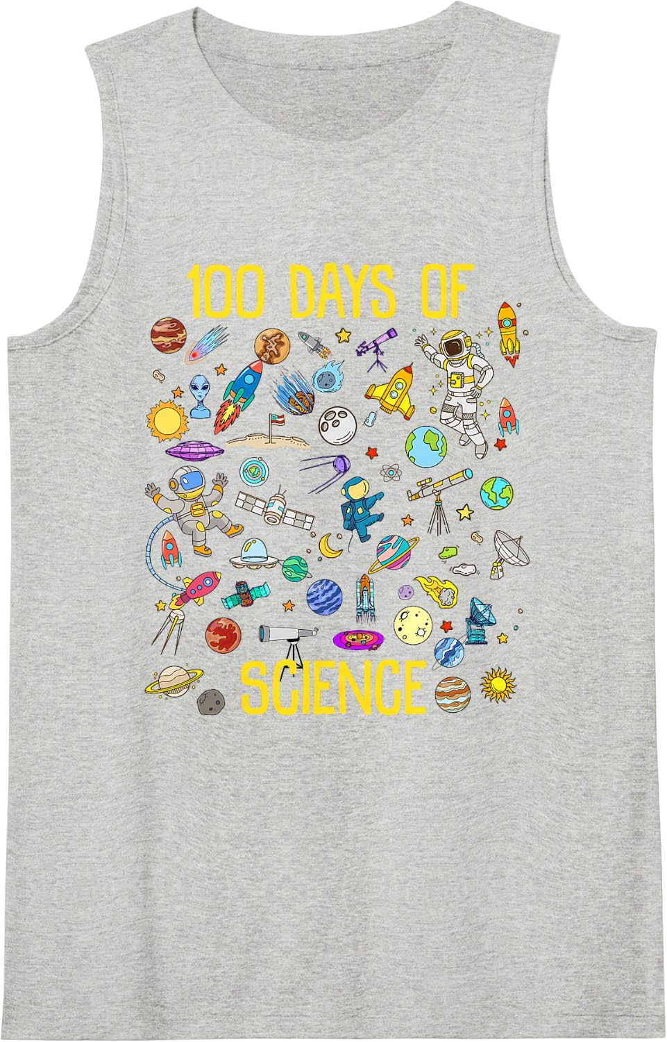 100 Days of School Science 100th Day Planet Space Astronaut Sleeveless Tank Top - Heather Grey