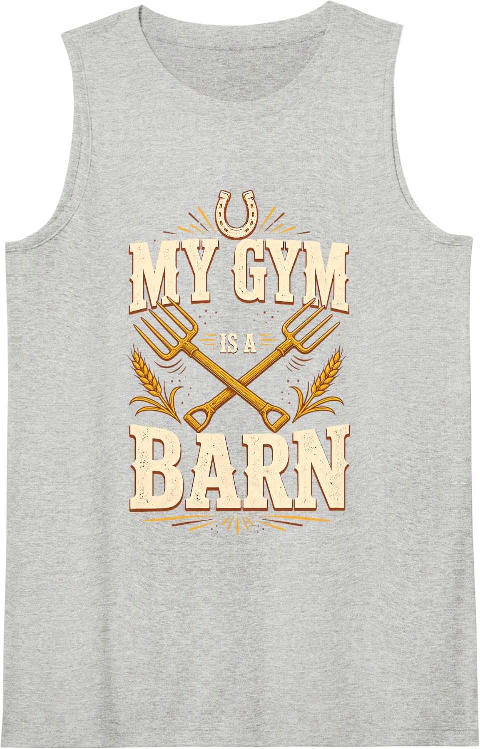 My Gym is A Barn Farming Horse Farmer Life Sleeveless Tank Top - Heather Grey