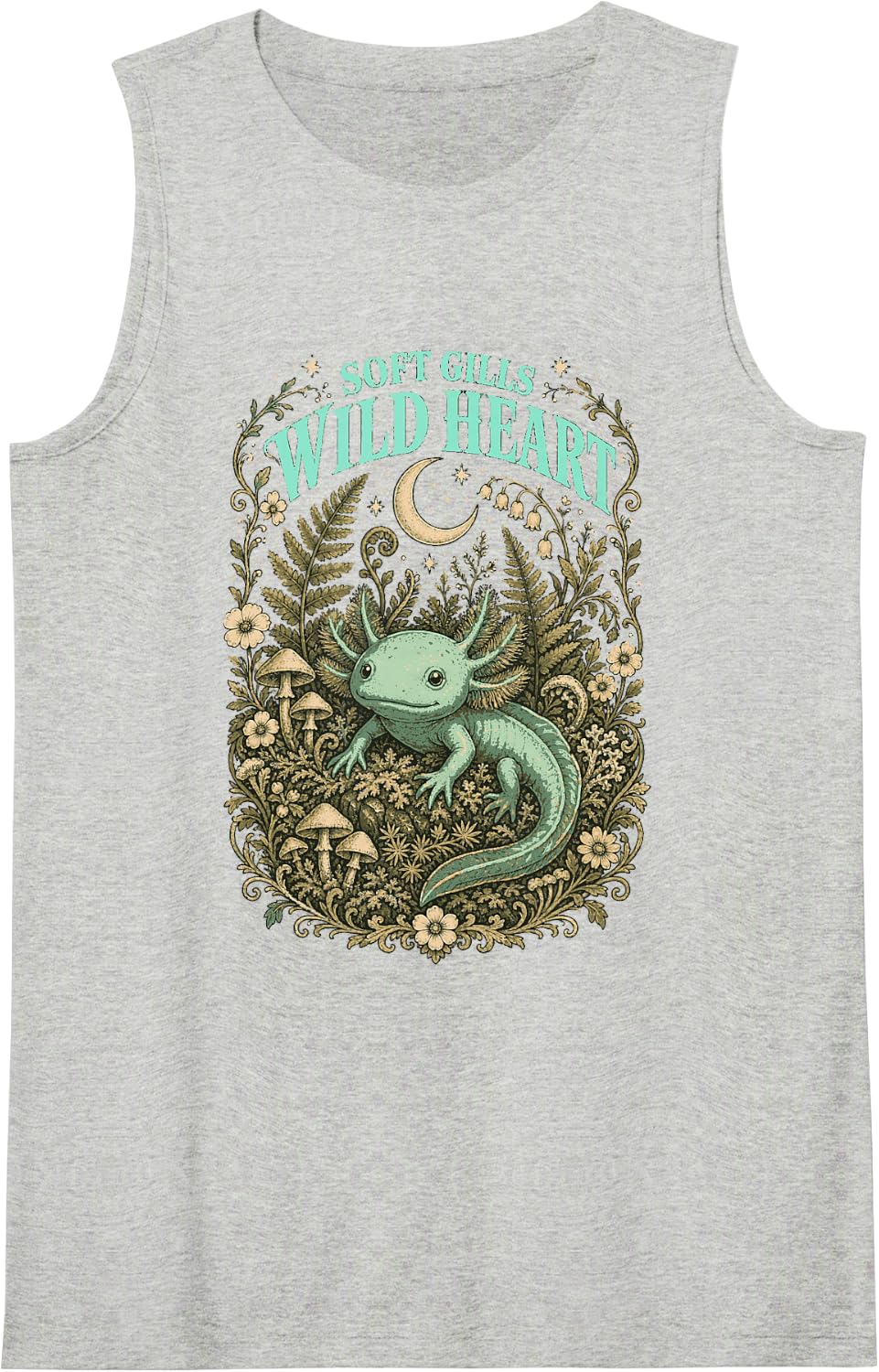 Axolotl Soft Gills Wild Heart Forest Moon Sleeveless Tank Top - Heather Grey