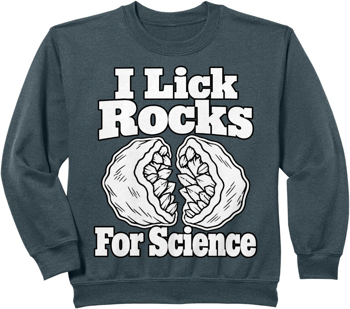 Geology I Lick Rocks For Science Field Geologist Humor Sweatshirt - Dark Heather Grey