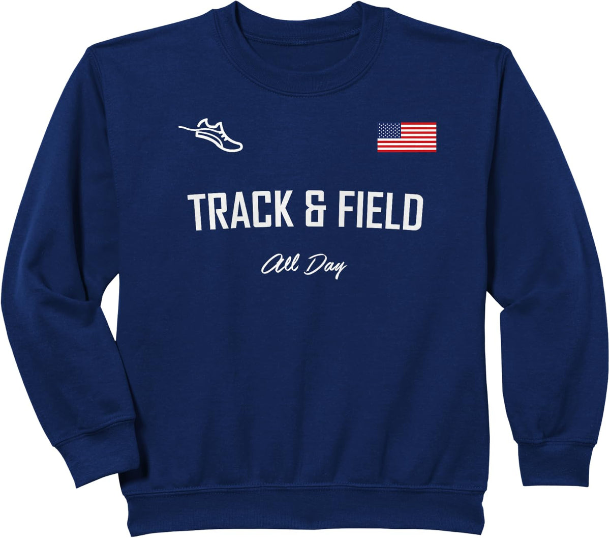 Track and Field Gifts | TRACK & FIELD ALL DAY USA Flag Sweatshirt - Navy Blue
