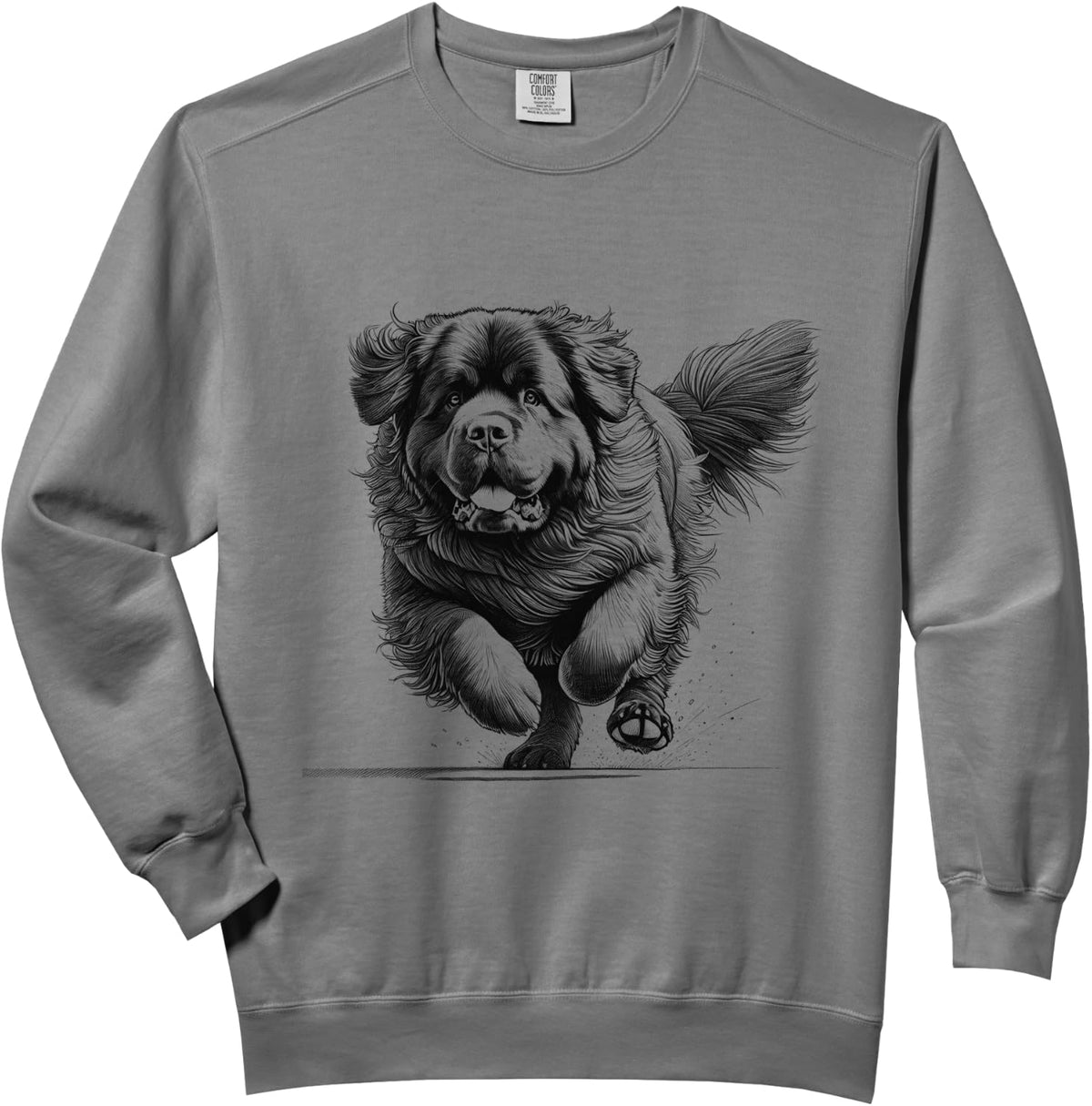 Newfoundland Running Design For Dog Owner Comfort Colors Adult Sweatshirt - Adult Unisex Grey