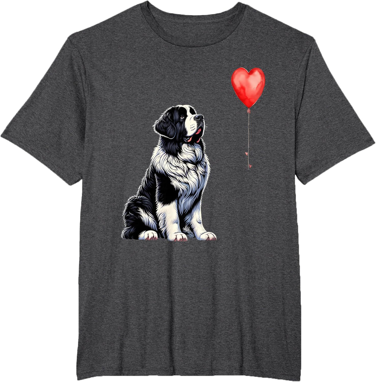 Landseer Newfoundland Dog T-Shirt - Dark Heather Grey