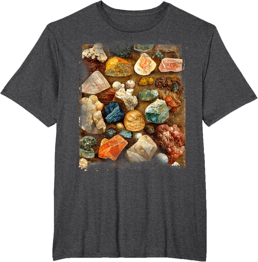 Minerals Gems and Crystals Rock Collecting Geology T-Shirt - Dark Heather Grey