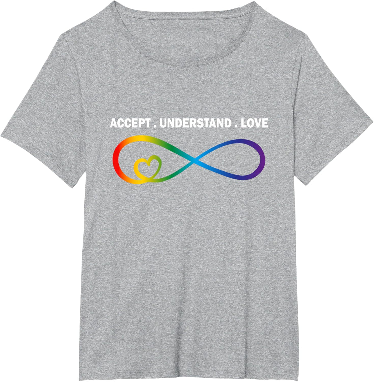Accept Understand Love Neurodiversity Infinity Autism Awareness T-Shirt Tee for Men Women - Heather Grey