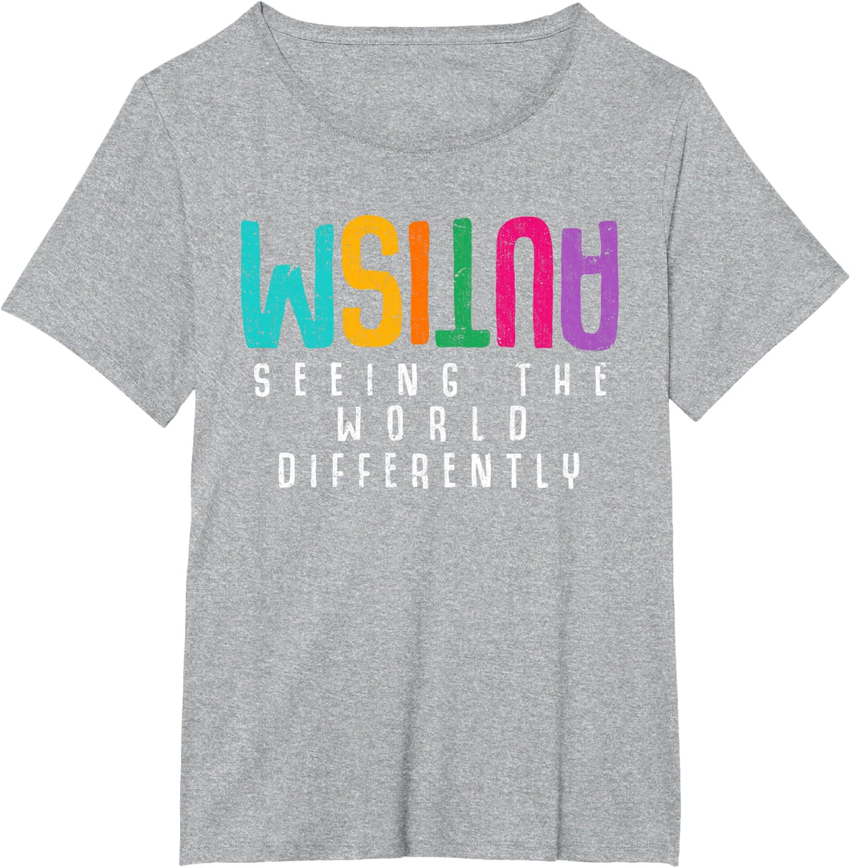 Autism Seeing The World Differently Support Awareness Tees T Shirts for Kids Women Men - Heather Grey