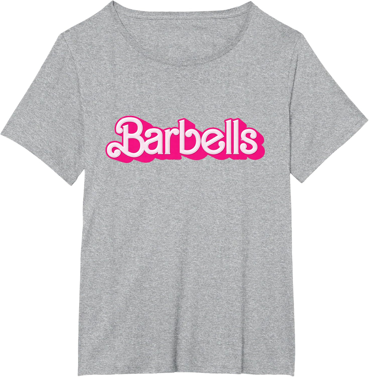 Barbells Pink Retro Gym Workout Tees and T Shirts for Women Classic Girl Gear - Heather Grey