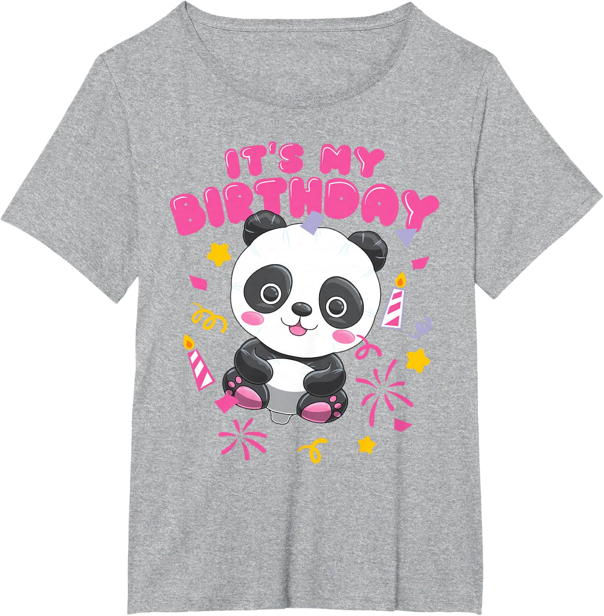 Kawaii Panda Balloon It's My Birthday Gift Girl T-Shirt - Heather Grey