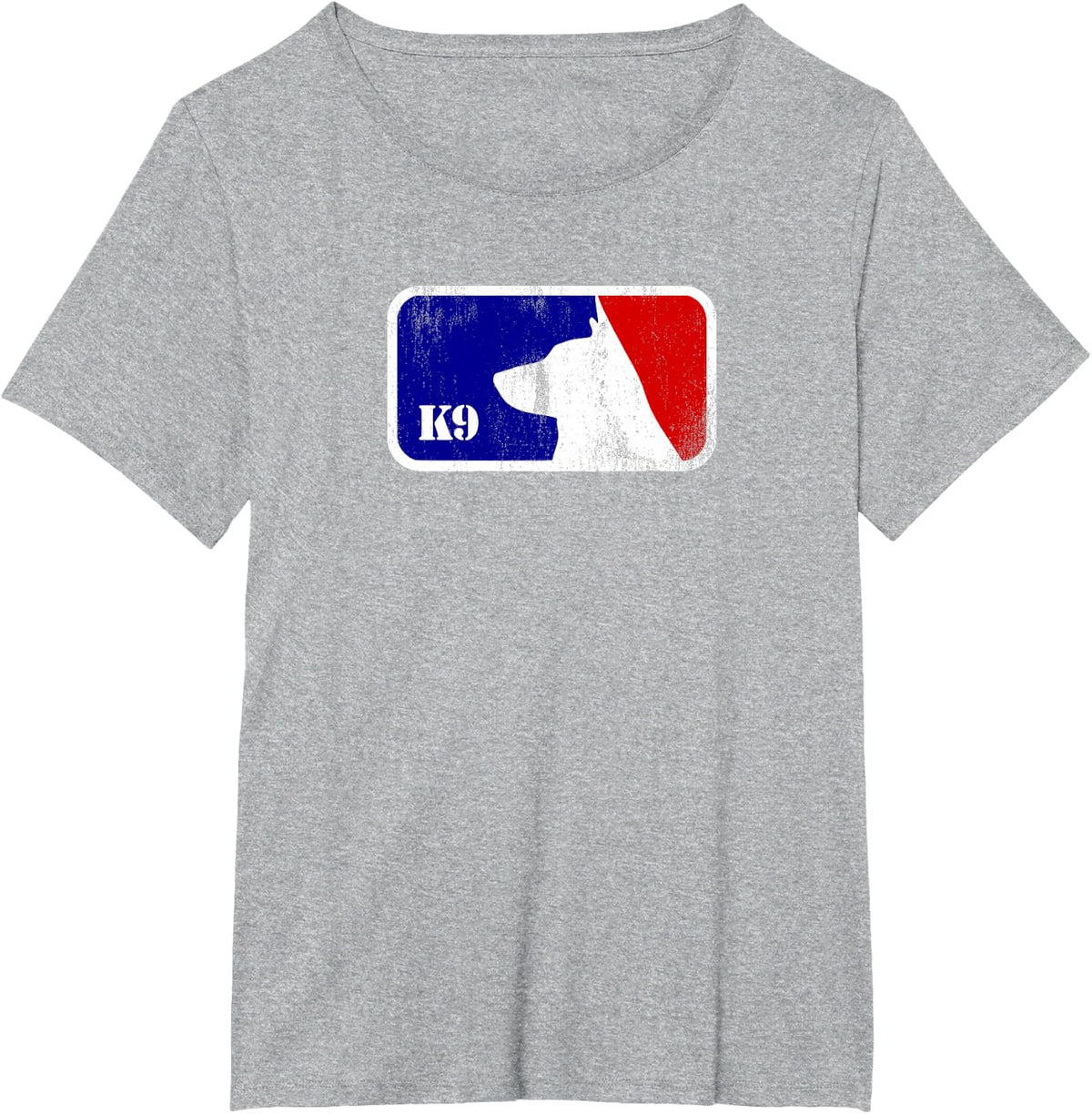 Police K9 Red & Blue T-Shirt (Distressed) T-Shirt - Heather Grey