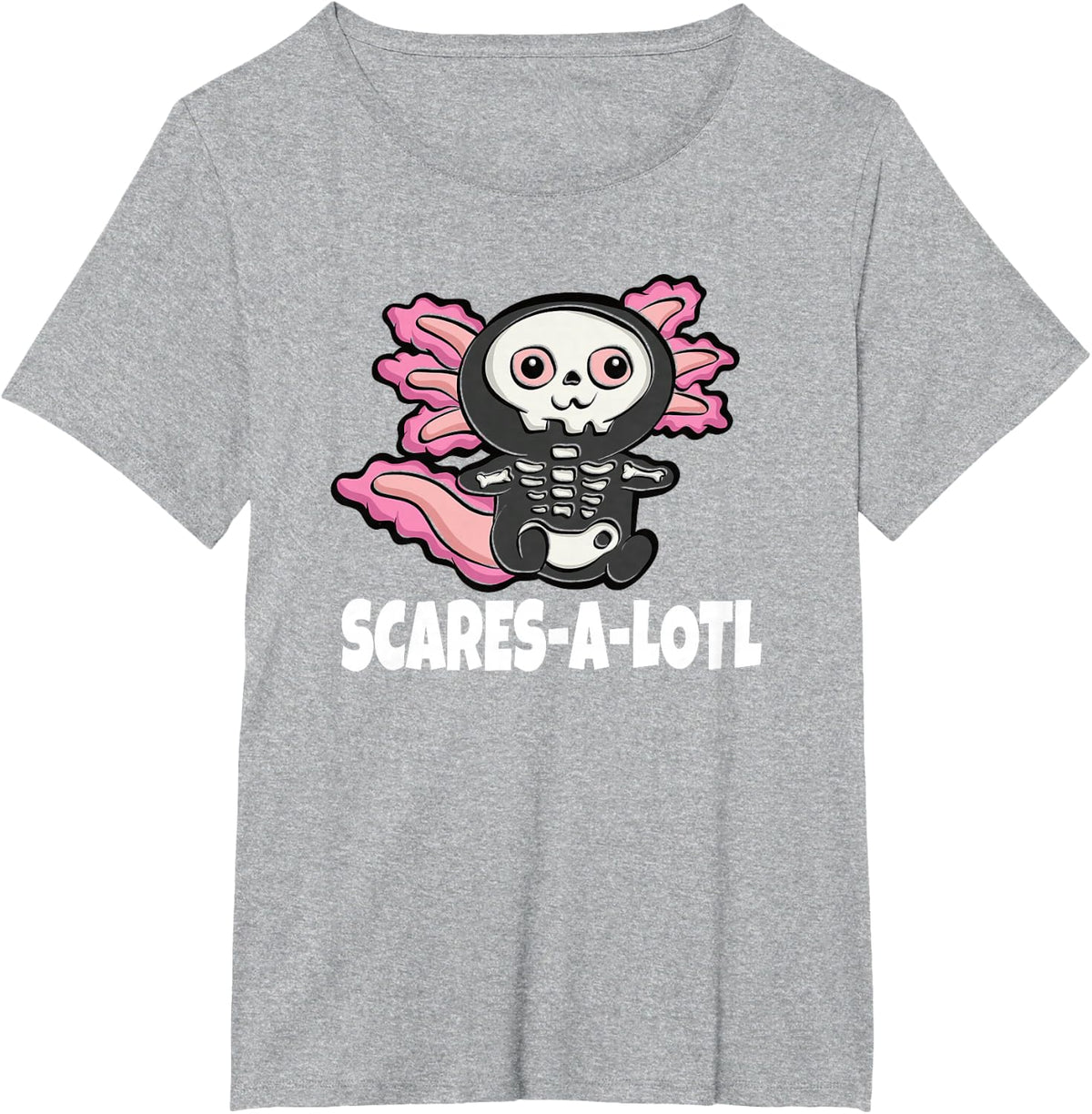 Funny Axolotl Halloween Scaresalotl with Skeleton Costume T-Shirt - Heather Grey